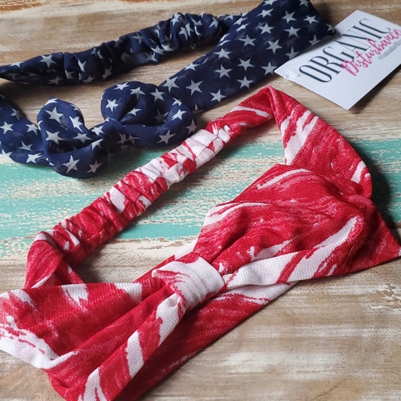Set of 2 Bow Hair Wraps Hairbands American USA - Picture 6 of 6